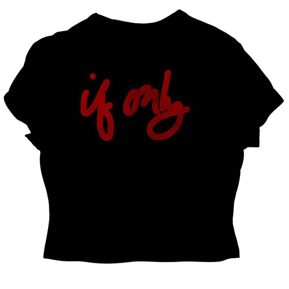 IF ONLY LIMITED EDITION x Red Lobster Patch Black Red Crew Neck Crop Top Shirt
